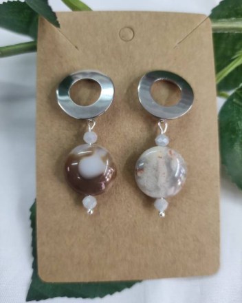 8  δ  σκουλαρικια κρικακια καφε (1)